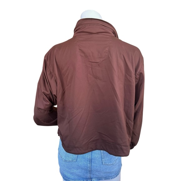 Girlfriend Collective Brown Huddle Cropped 1/4 Zip Windbreaker Jacket Size XS - Picture 5 of 12